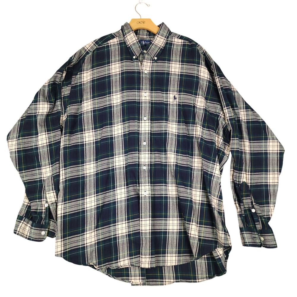 Ralph Lauren Blake Men's XXL Plaid Button Down Long Sleeve Cotton Shirt‎